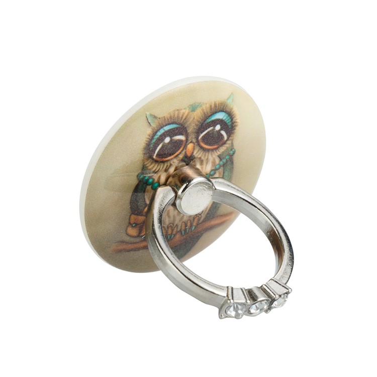 Patterned Universal Smartphone Kickstand Rhinestone Finger Grip Ring Holder for iPhone Samsung Sony Etc. - Fashion Owl-4