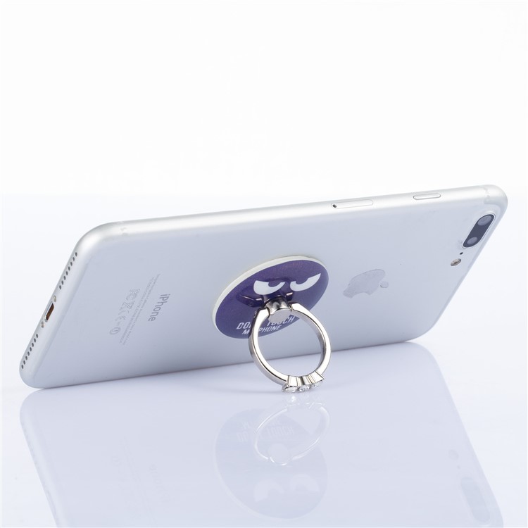 Patterned Universal Smartphone Kickstand Finger Grip Ring Holder with Rhinestone Decor for iPhone 8, Samsung Note 8 - Warn-4