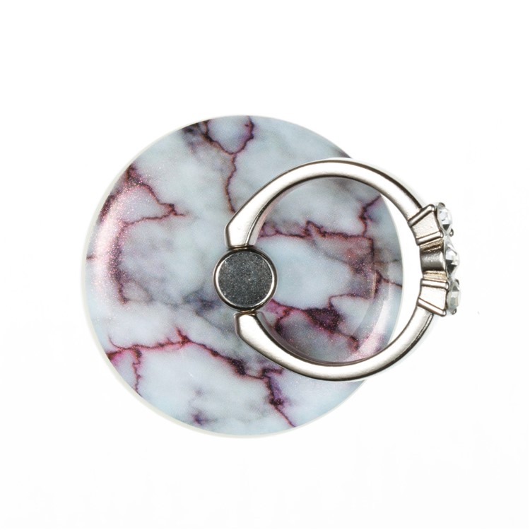 Patterned Universal Kickstand Rhinestone Finger Grip Ring Holder for Smartphones - Marble Pattern-2