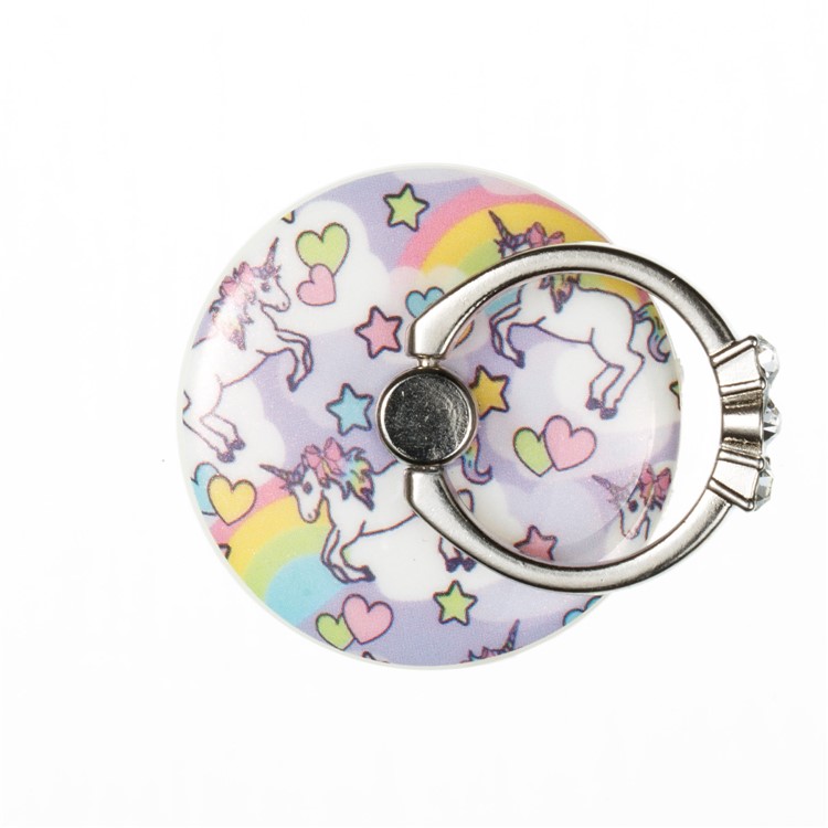 Patterned Universal Smartphone Rhinestone Finger Grip Ring Holder Kickstand for iPhone 8, Samsung Note 8 - Unicorn-2