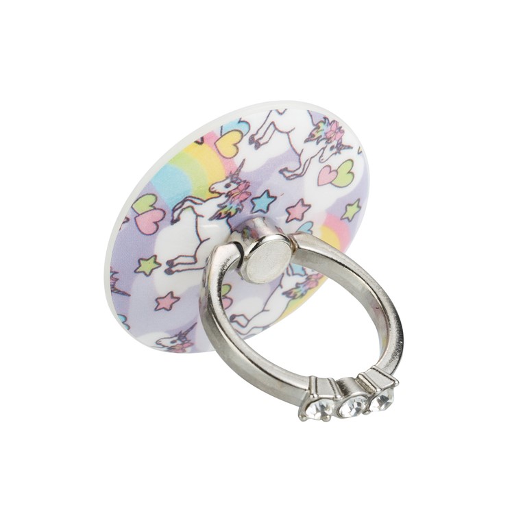 Patterned Universal Smartphone Rhinestone Finger Grip Ring Holder Kickstand for iPhone 8, Samsung Note 8 - Unicorn-3