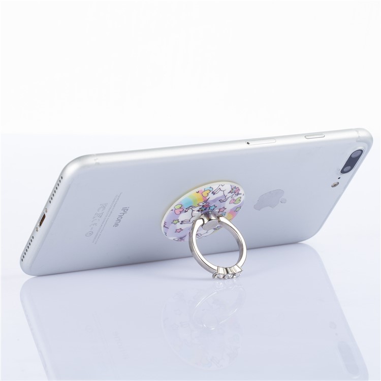 Patterned Universal Smartphone Rhinestone Finger Grip Ring Holder Kickstand for iPhone 8, Samsung Note 8 - Unicorn-4