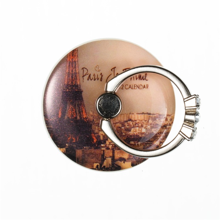 Patterned Universal Smartphone Kickstand Rhinestone Finger Grip Ring Holder for iPhone X, Samsung Note 8 - Eiffel Tower-2