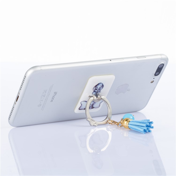 Universal Tassel Ring Grip Holder Smartphone Bracket for iPhone Samsung Huawei - Cute Elephants-3