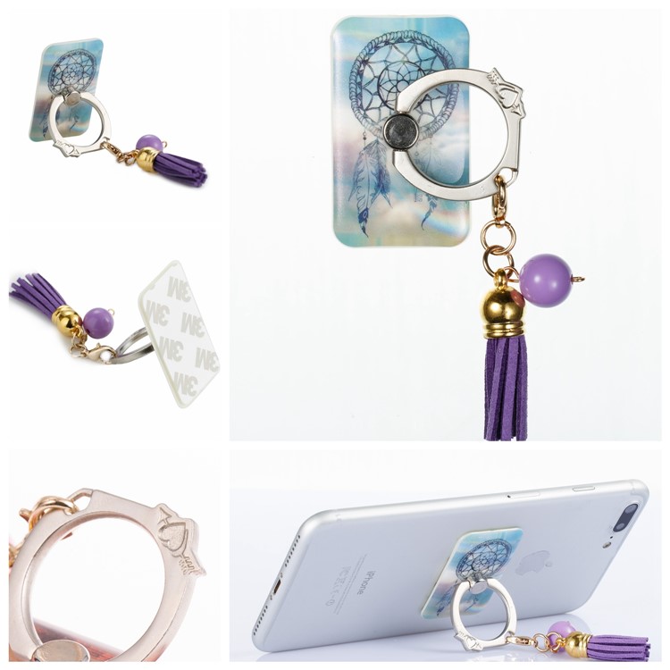 360 Degree Rotary Tassel Ring Grip Holder Phone Desktop Bracket for iPhone Samsung Huawei - Dream Catcher-1