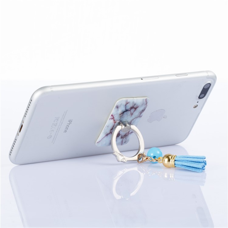 Universal Tassel Ring Grip Holder Mobile Phone Stand for iPhone Samsung Huawei - Marble Pattern-4