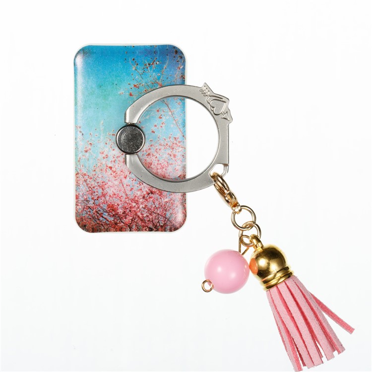 Universal Tassel Ring Grip Holder Smartphone Stent for iPhone Samsung Huawei - Blooming Flowers-2