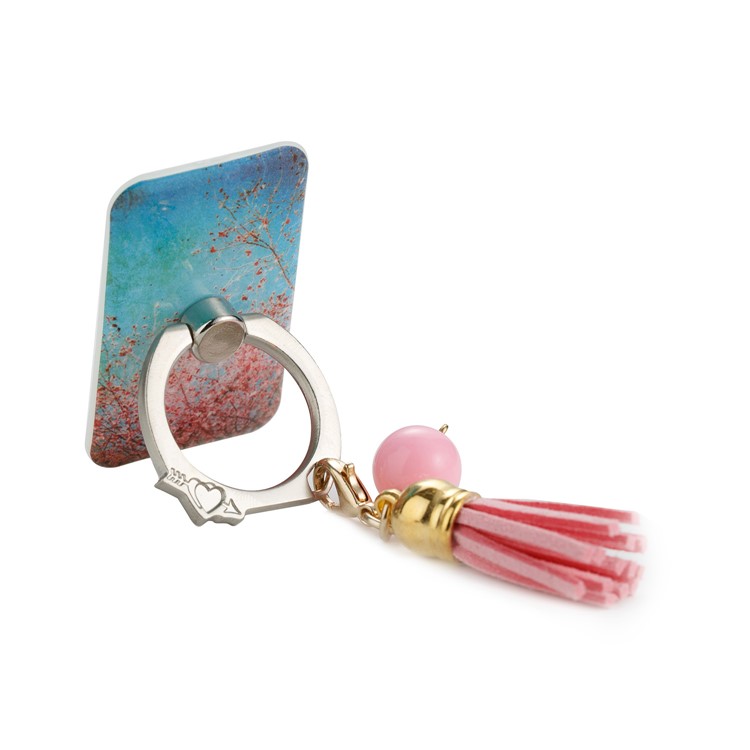 Universal Tassel Ring Grip Holder Smartphone Stent for iPhone Samsung Huawei - Blooming Flowers-3