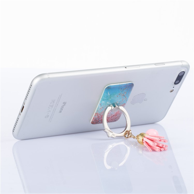Universal Tassel Ring Grip Holder Smartphone Stent for iPhone Samsung Huawei - Blooming Flowers-4