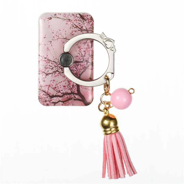 Universal 360 Degree Rotary Tassel Ring Phone Holder Stand for iPhone Samsung Huawei - Plum Blossom-2