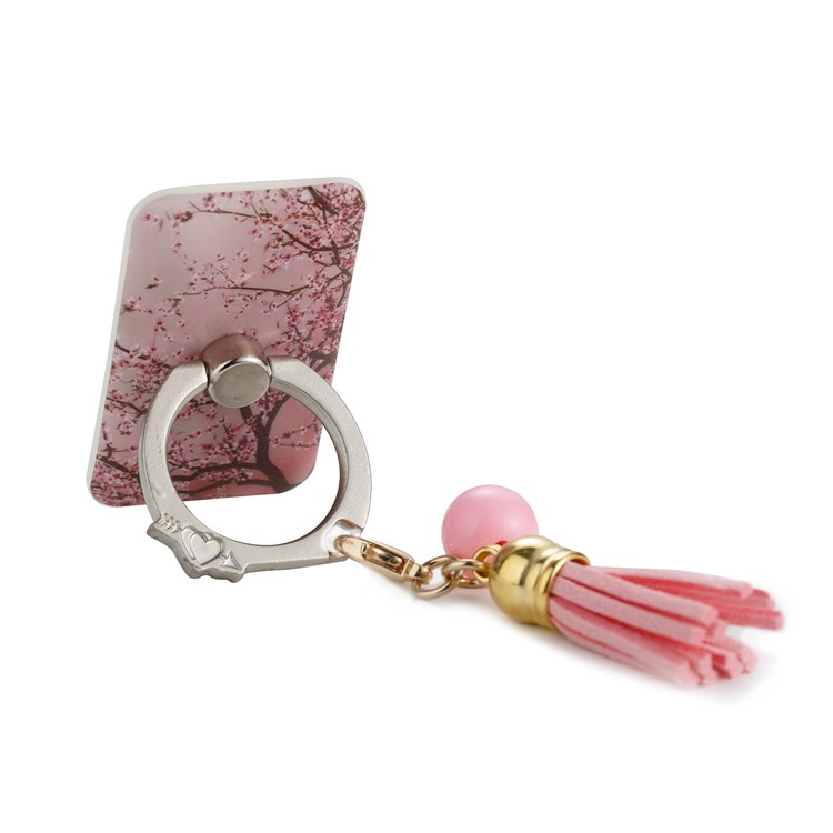 Universal 360 Degree Rotary Tassel Ring Phone Holder Stand for iPhone Samsung Huawei - Plum Blossom-3
