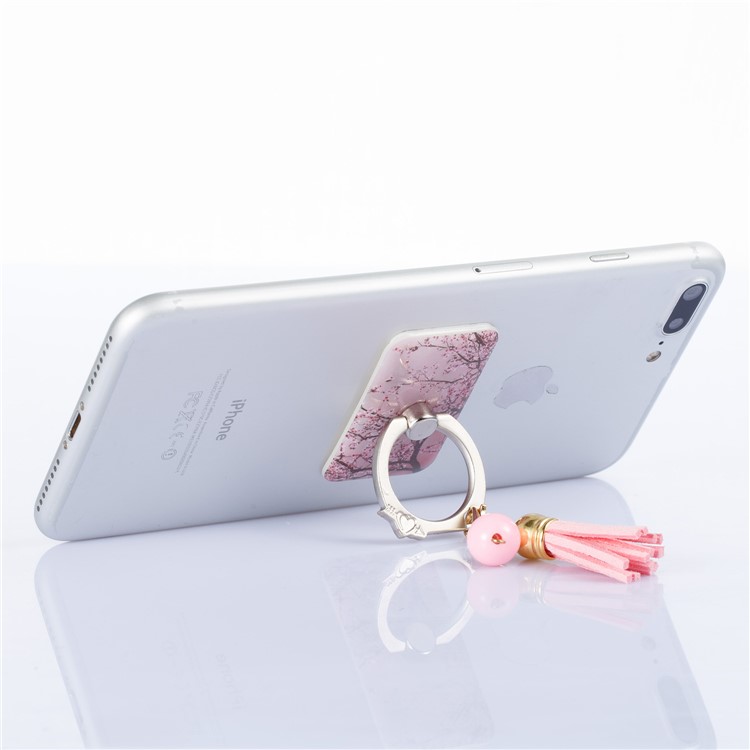 Universal 360 Degree Rotary Tassel Ring Phone Holder Stand for iPhone Samsung Huawei - Plum Blossom-4