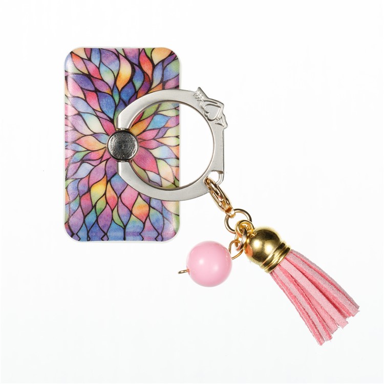 Tassel Ring Grip Holder Universal Phone Desktop Mount for iPhone Samsung Huawei - Colorful Pattern-2
