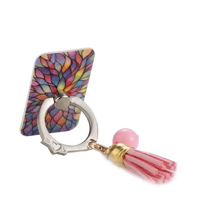 Tassel Ring Grip Holder Universal Phone Desktop Mount for iPhone Samsung Huawei - Colorful Pattern-3
