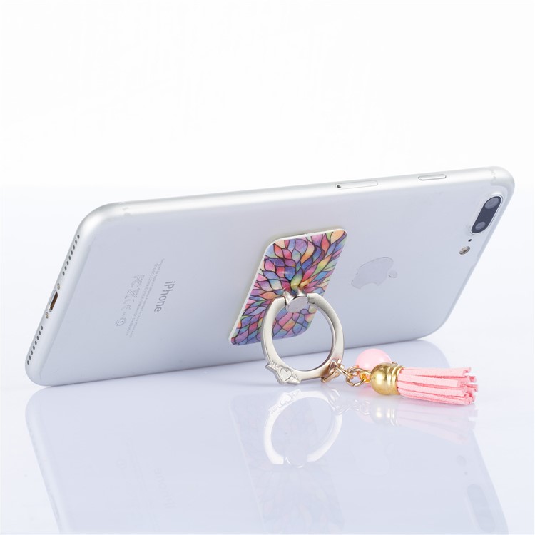 Tassel Ring Grip Holder Universal Phone Desktop Mount for iPhone Samsung Huawei - Colorful Pattern-4