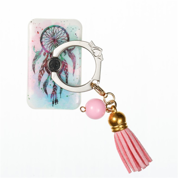 Universal Tassel Ring Smartphone Holder Bracket Stand for iPhone Samsung Huawei - Colorful Dream Catcher-2