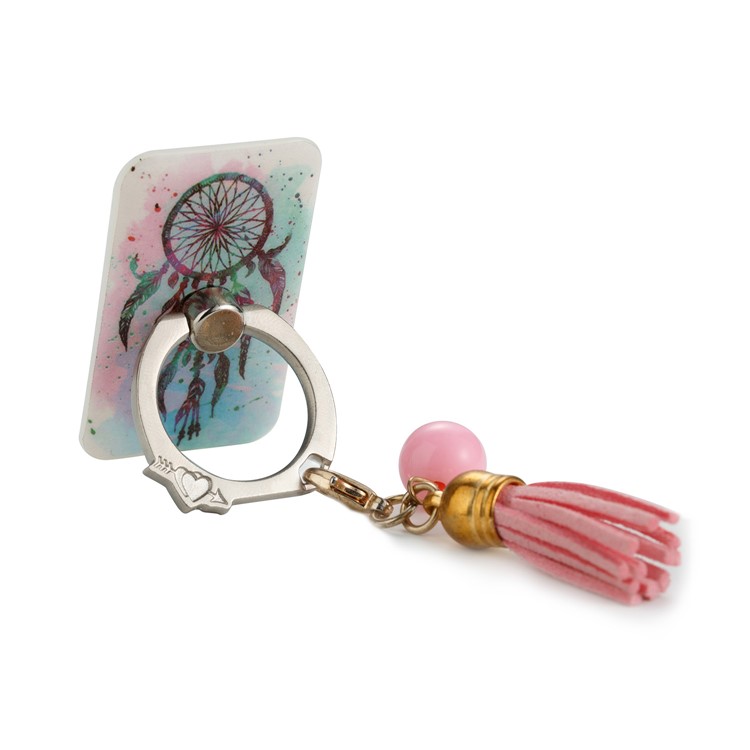 Universal Tassel Ring Smartphone Holder Bracket Stand for iPhone Samsung Huawei - Colorful Dream Catcher-3