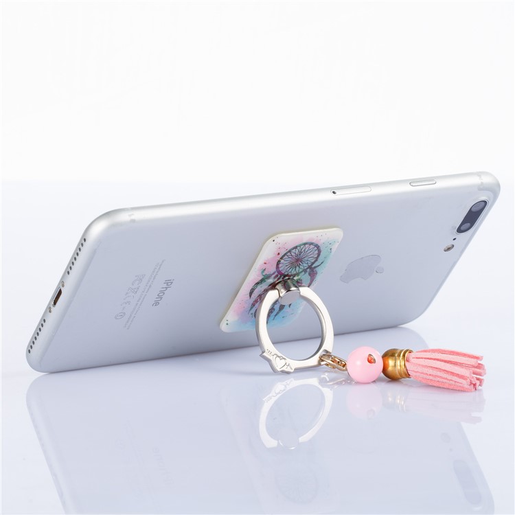 Universal Tassel Ring Smartphone Holder Bracket Stand for iPhone Samsung Huawei - Colorful Dream Catcher-4
