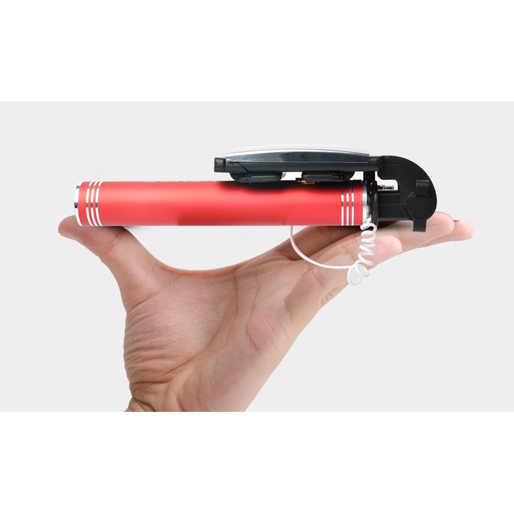 THANOS H520 Lite Fancy Mini Universal Extendable Metal Mirror Wire Control Metal Selfie Stick for iPhone 6s Plus - Red-4