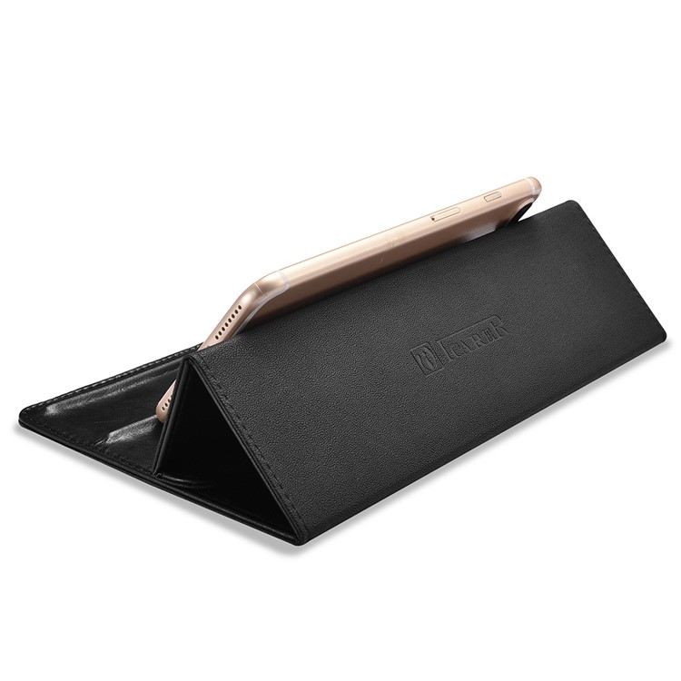 ICARER Genuine Leather Laptop Stand + Mouse Pad 2-in-1 Design for iPhone iPad MacBook etc. - Black-5