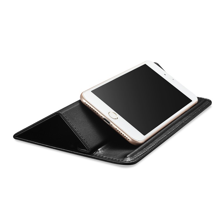ICARER Genuine Leather Laptop Stand + Mouse Pad 2-in-1 Design for iPhone iPad MacBook etc. - Black-6
