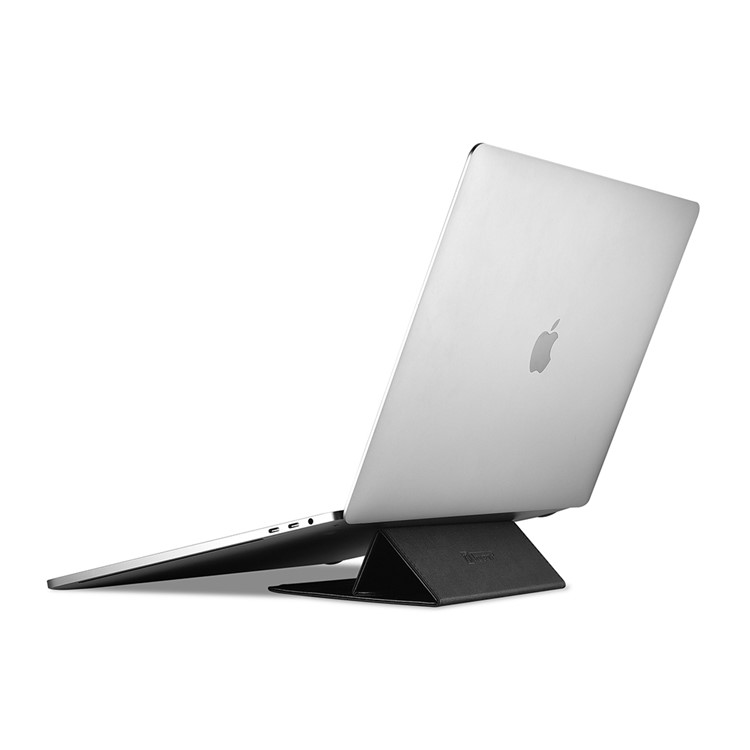 ICARER Genuine Leather Laptop Stand + Mouse Pad 2-in-1 Design for iPhone iPad MacBook etc. - Black-7