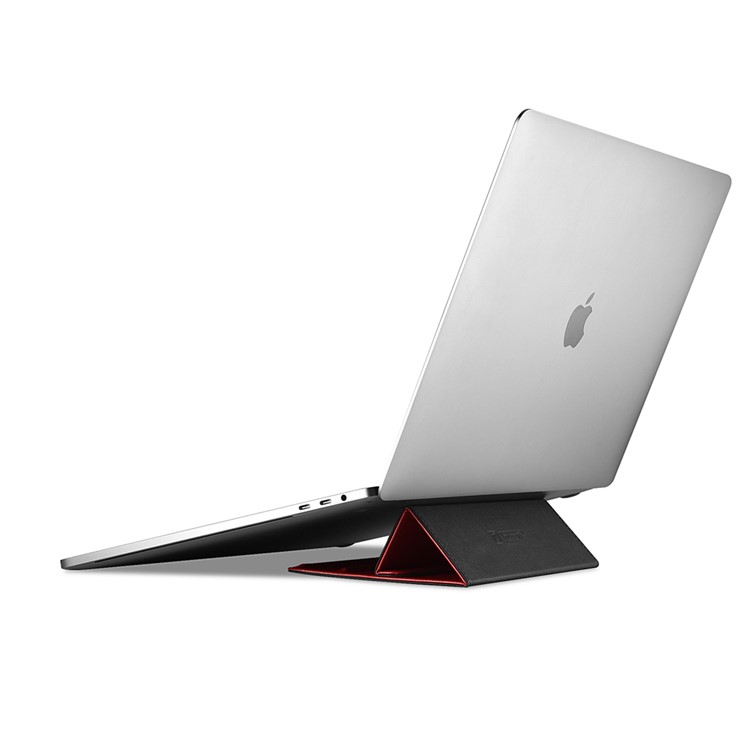 ICARER Universal Genuine Leather Laptop Tablet Phone Desktop Stand for iPhone iPad MacBook etc. - Red-6