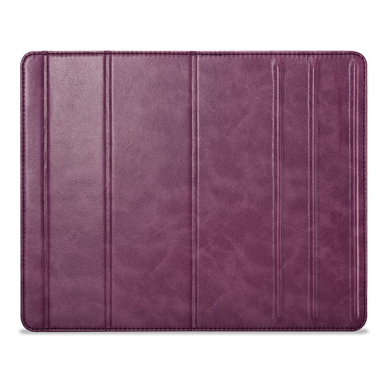 ICARER Genuine Leather Universal Desktop Stand + Mouse Pad for iPhone iPad MacBook etc. - Purple-1