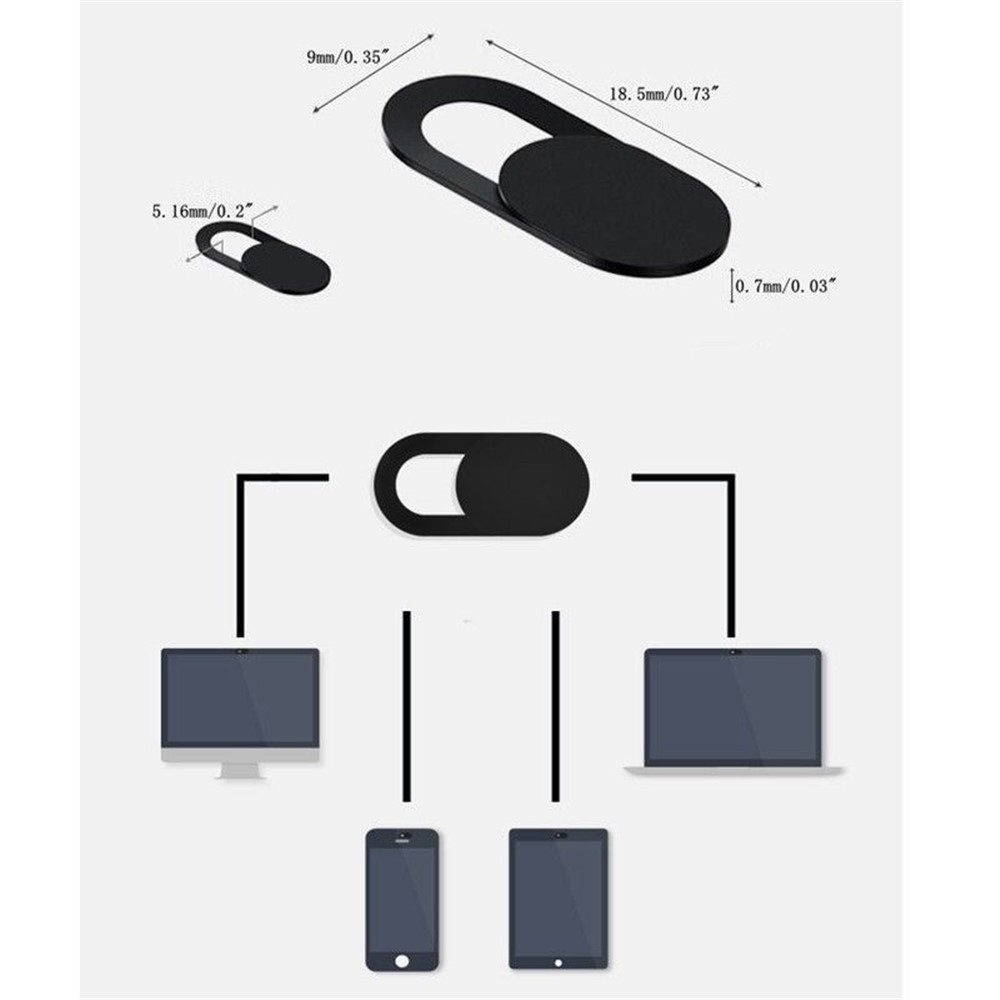 1pc 0.03in Cubierta De Cámaras De Plástico Ultrafina De Plástico Obturador Proteger Smartphones Laptop Desktop Privacidad - Negro