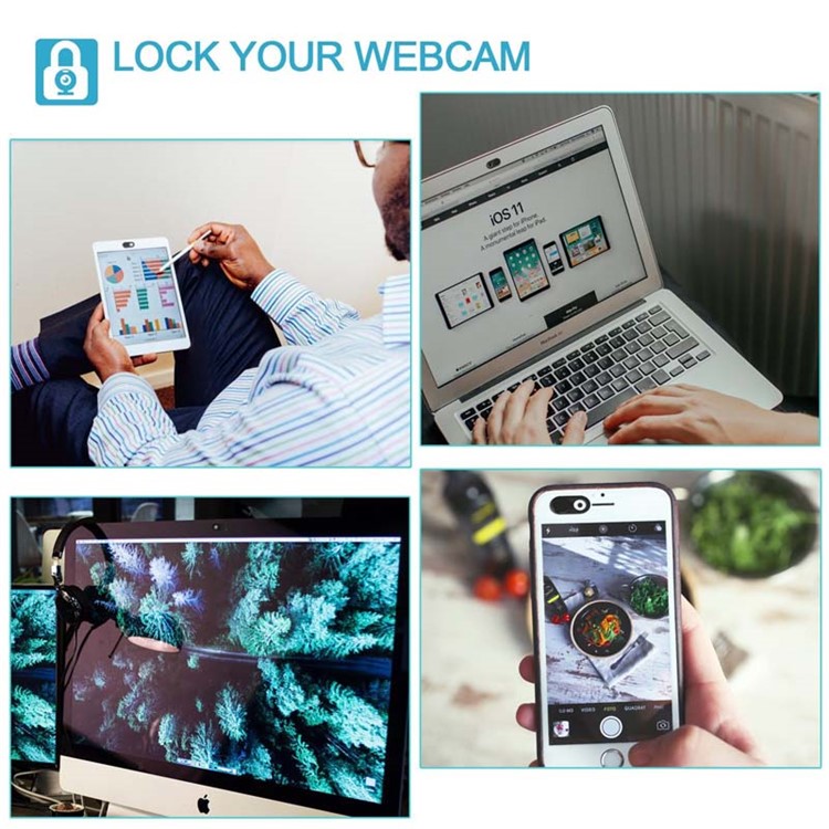 0.03-inch Ultrathin Aluminium Alloy Webcam Cover Privacy Protection for Smartphones Laptop Desktop Etc - Black-3
