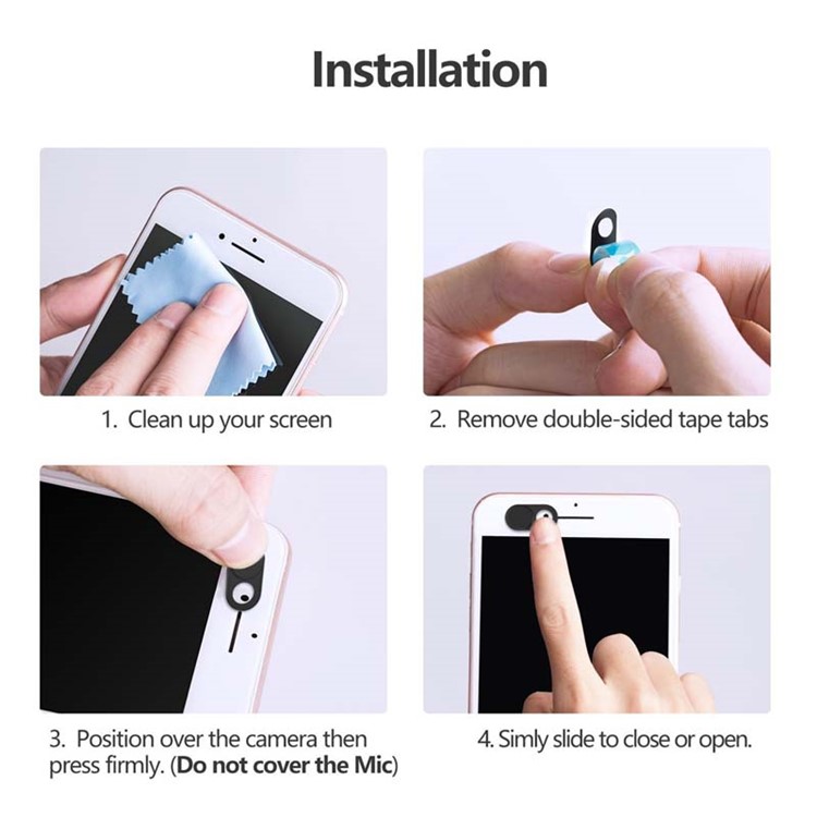 0.03-inch Ultrathin Aluminium Alloy Webcam Cover Privacy Protection for Smartphones Laptop Desktop Etc - Black-5