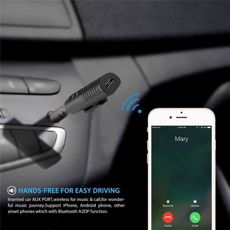 Clip-on 3.5mm Jack Bluetooth Music Receiver Car Audio Receiver Adapter for Headphone Home Car Stereo-6
