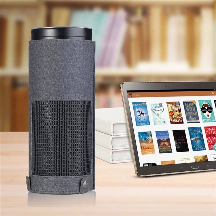 Cloth Texture PU Leather Sleeve Pouch Case for Amazon Echo Speaker - Black-2