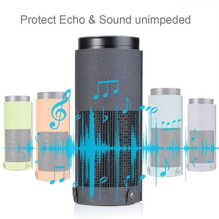 Cloth Texture PU Leather Sleeve Pouch Case for Amazon Echo Speaker - Black-3