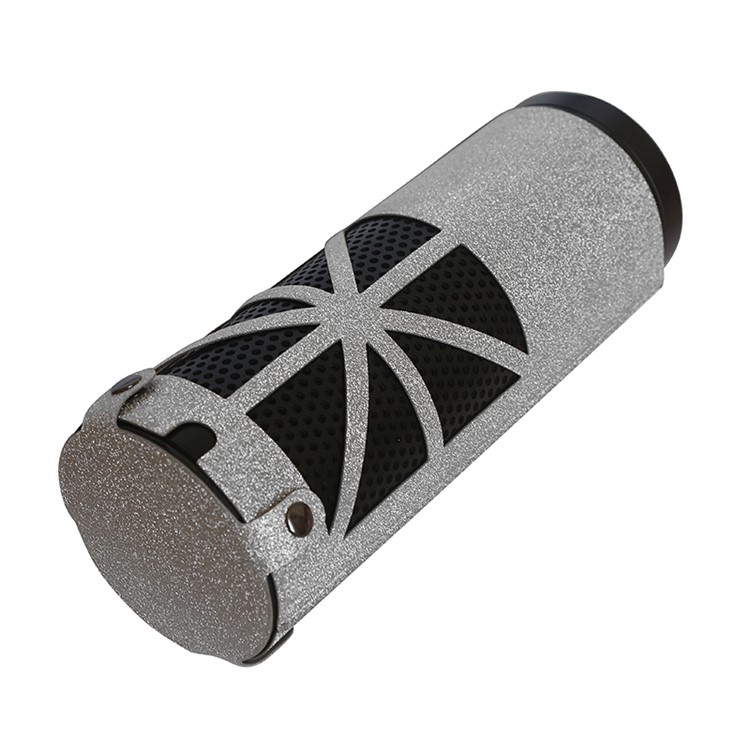 Flash Powder Surface PU Leather Sleeve Pouch Case for Amazon Echo Speaker - Silver-4