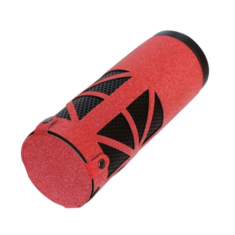 Flash Powder Surface PU Leather Protective Case for Amazon Echo Speaker - Red-3