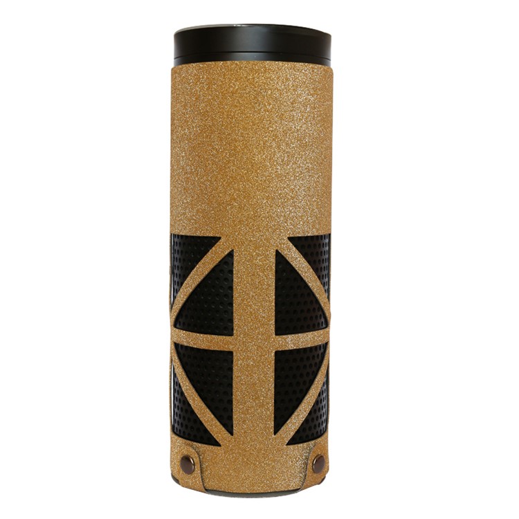 Flash Powder Surface PU Leather Sleeve Pouch Cover for Amazon Echo Speaker - Gold-1