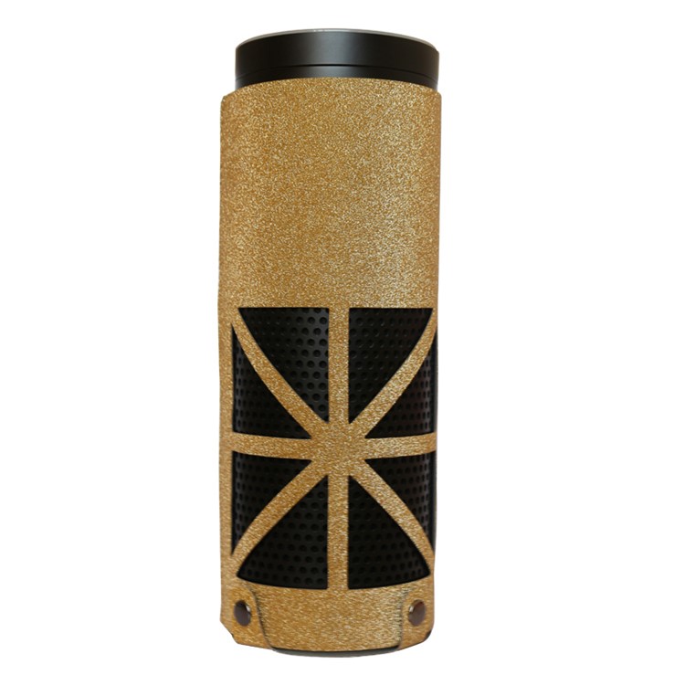 Flash Powder Surface PU Leather Sleeve Pouch Cover for Amazon Echo Speaker - Gold-2