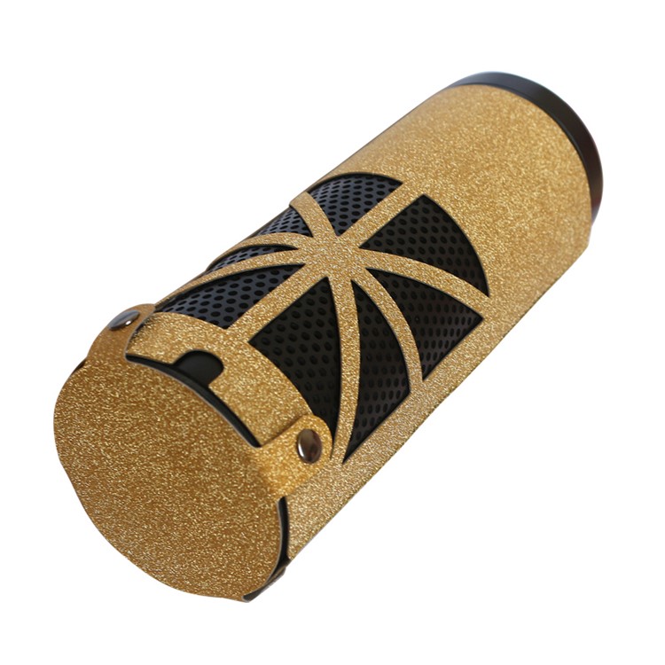 Flash Powder Surface PU Leather Sleeve Pouch Cover for Amazon Echo Speaker - Gold-3