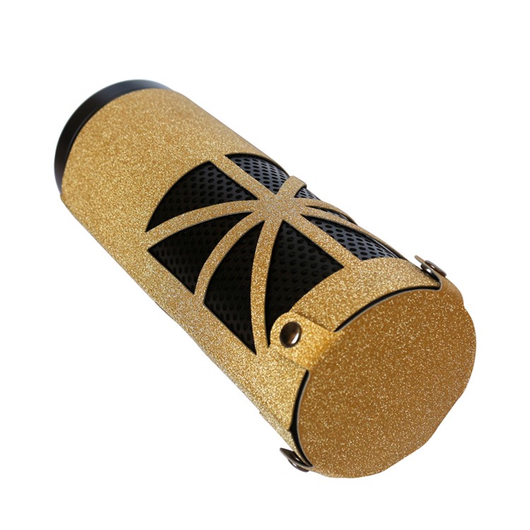 Flash Powder Surface PU Leather Sleeve Pouch Cover for Amazon Echo Speaker - Gold-4