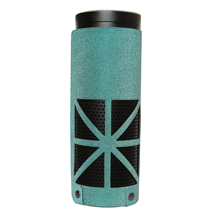 Flash Powder Surface PU Leather Protective Cover for Amazon Echo Speaker - Cyan-1