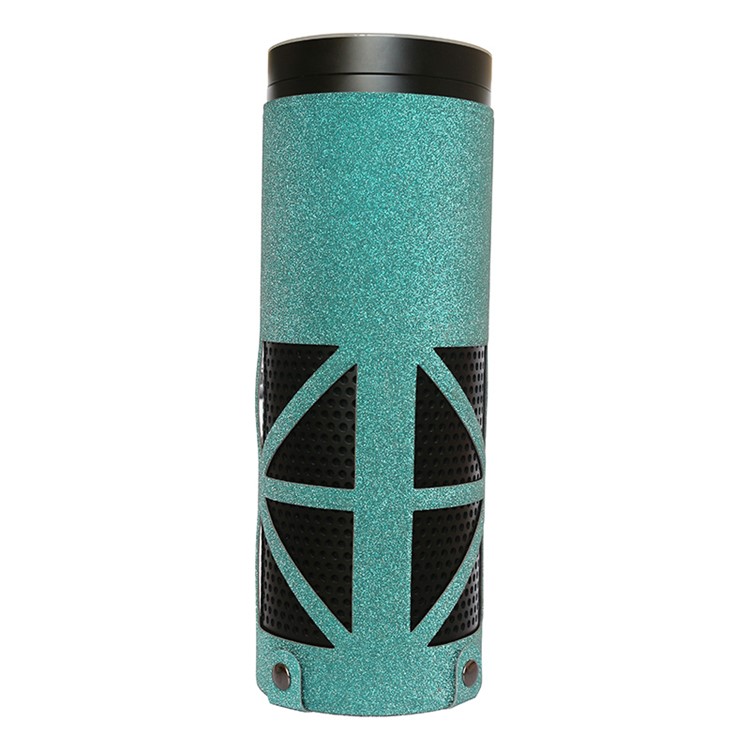 Flash Powder Surface PU Leather Protective Cover for Amazon Echo Speaker - Cyan-2