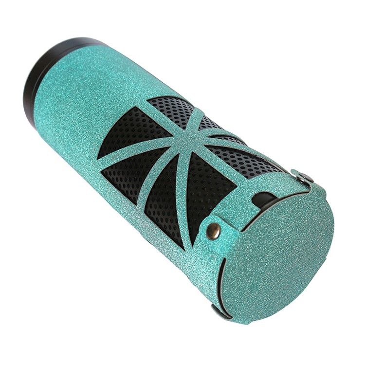 Flash Powder Surface PU Leather Protective Cover for Amazon Echo Speaker - Cyan-3