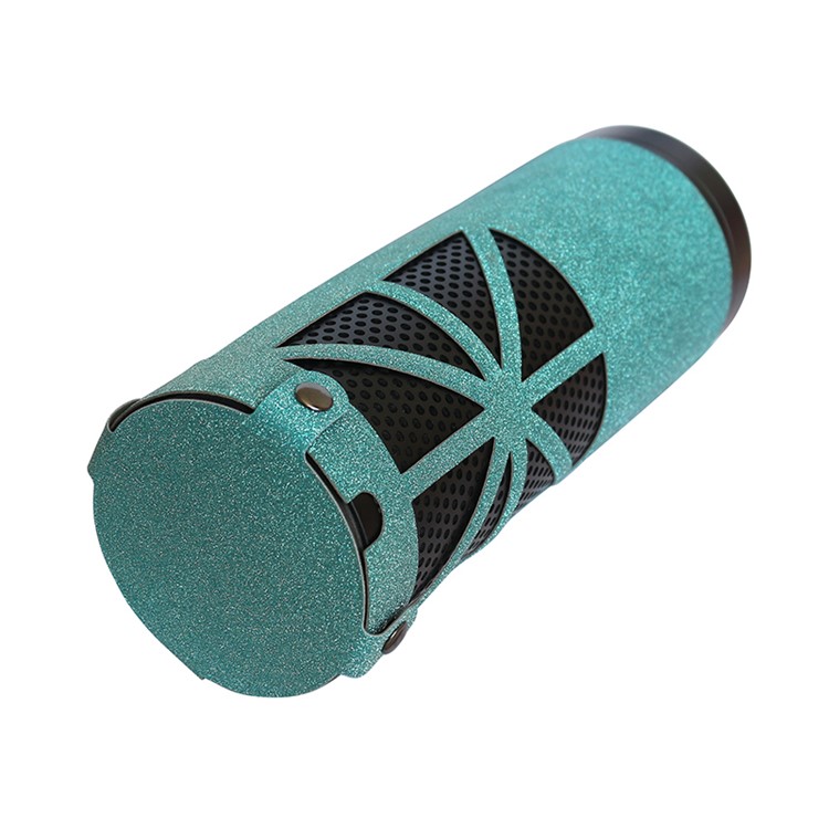 Flash Powder Surface PU Leather Protective Cover for Amazon Echo Speaker - Cyan-4