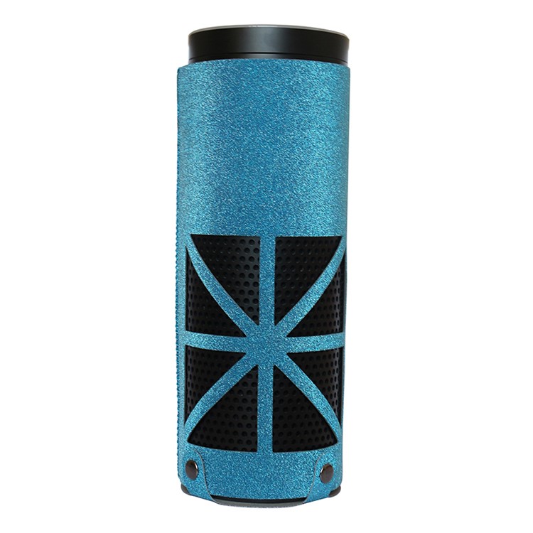 For Amazon Echo Speaker Flash Powder Surface PU Leather Sleeve Pouch - Blue-1