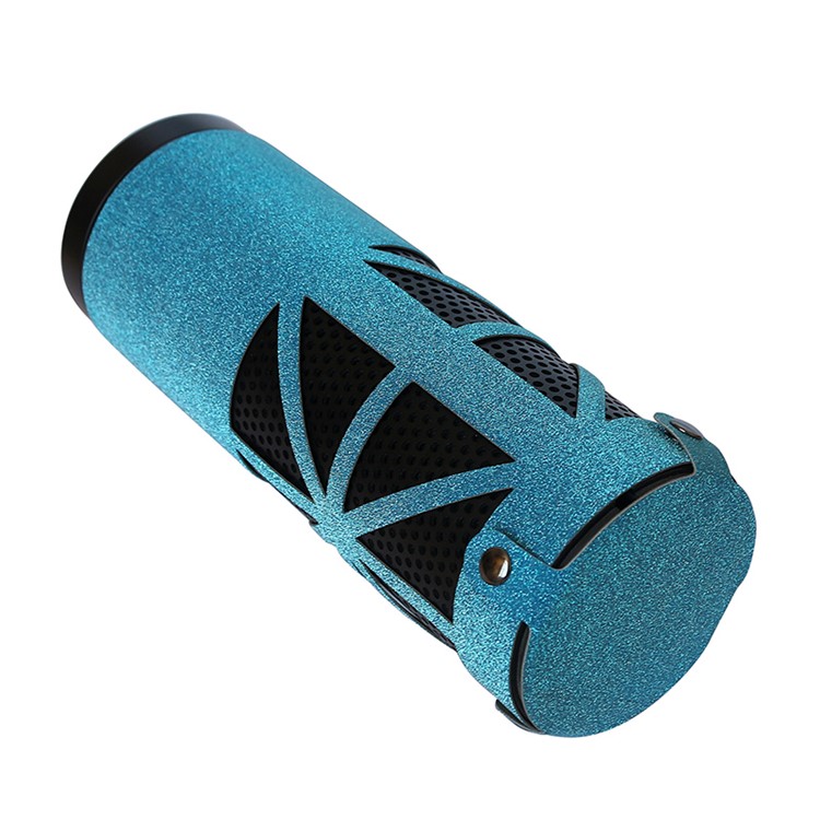 For Amazon Echo Speaker Flash Powder Surface PU Leather Sleeve Pouch - Blue-3