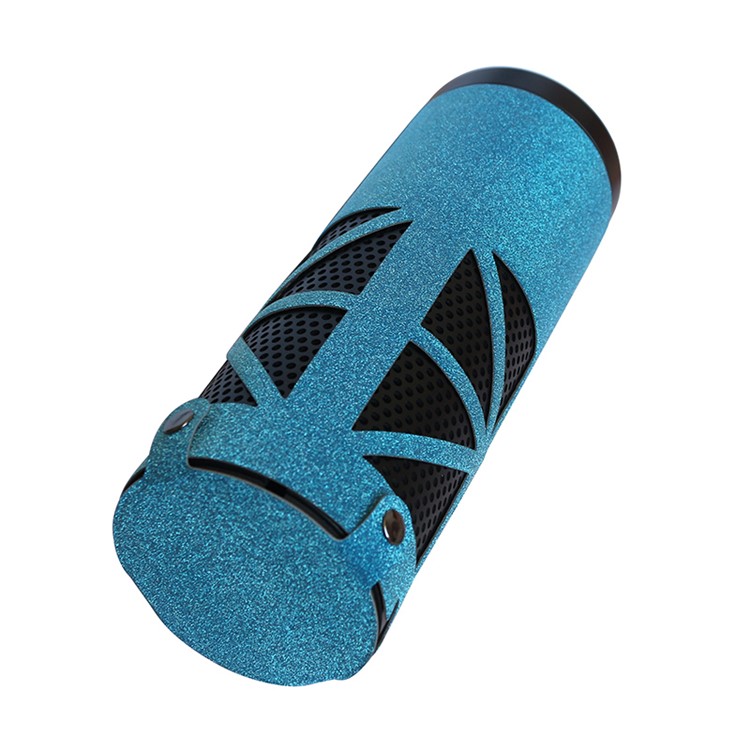 For Amazon Echo Speaker Flash Powder Surface PU Leather Sleeve Pouch - Blue-4