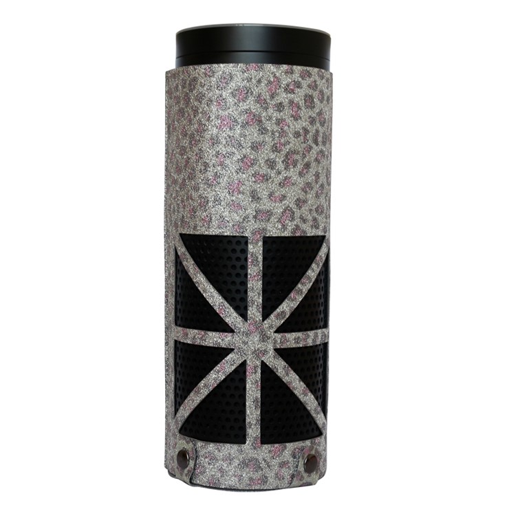 Flash Powder Surface PU Leather Sleeve Pouch Protective Cover for Amazon Echo Speaker - Leopard-1