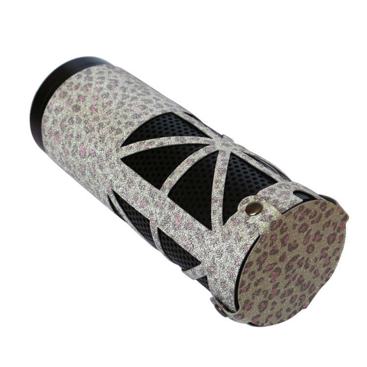 Flash Powder Surface PU Leather Sleeve Pouch Protective Cover for Amazon Echo Speaker - Leopard-3