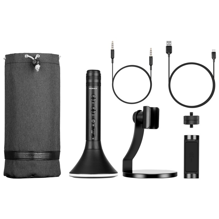MOMAX K-MIC PRO Wireless Karaoke Microphone Kit with Mobile Phone Holder - Black-11